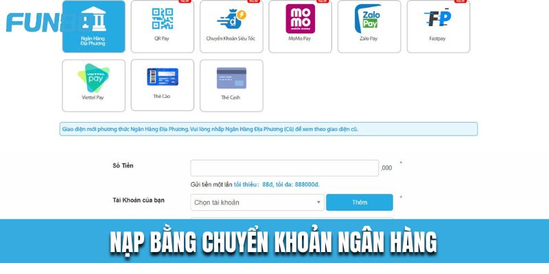 Chi tiết nạp bằng Chuyển khoản ngân hàng