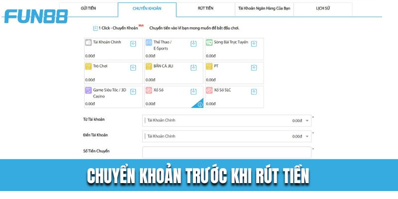 Chuyển khoản trước khi rút tiền