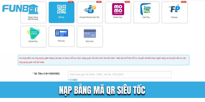 Nạp bằng Mã QR siêu tốc