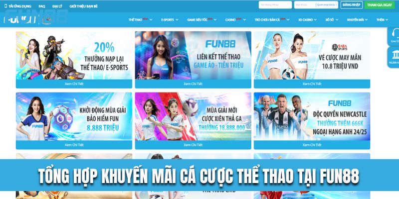 Tổng hợp khuyến mãi cá cược thể thao nổi bật tại Fun88